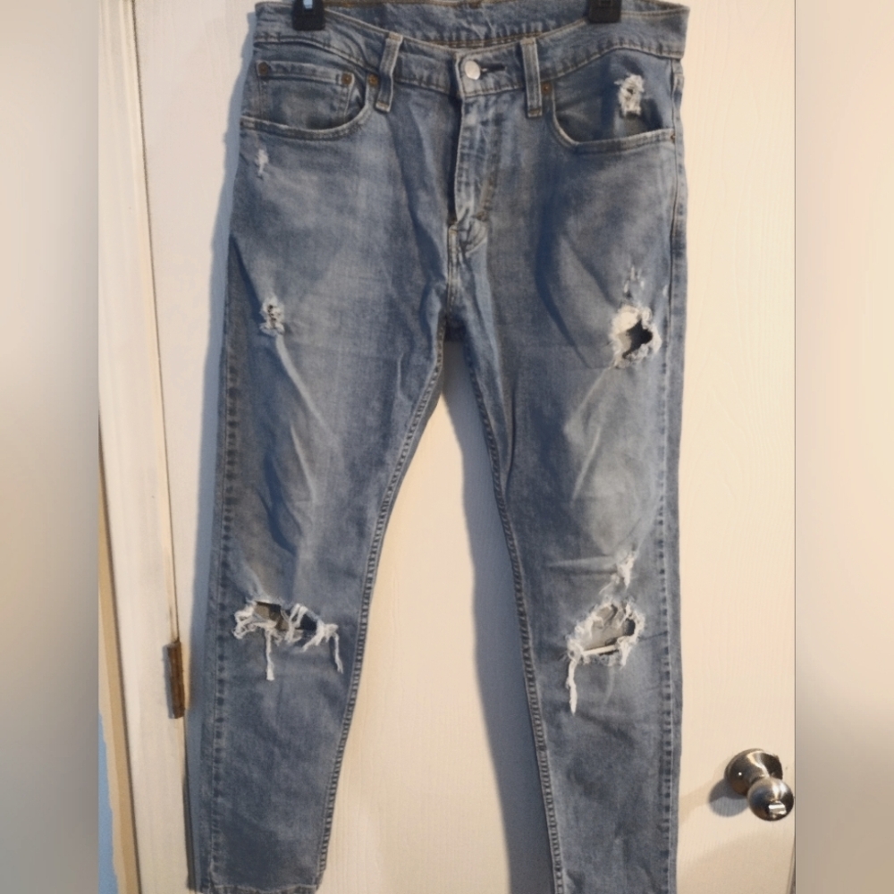 Levi's 512, 31W/32L, Distressed Blue Jeans